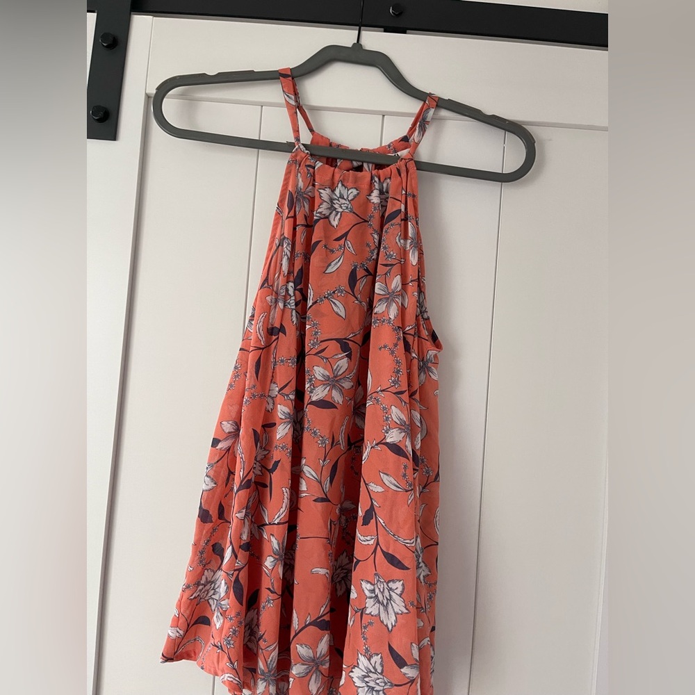 BB Dakota Floral Halter Top in Coral and White